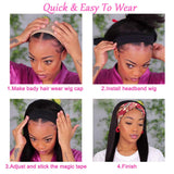 Headband Wigs for Black Women Straight Human Hair Wigs Glueless None Lace Front Wigs Half Wigs for Black Women Natural Color (20 inch)