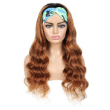 1B/30 Brown Body Wave Human Hair Headband Wig 1 Piece, Ombre Blonde Brazilian Virgin Hair Dark Root with None Lace Front Wigs for Black Women (16", 1B/30, Body)