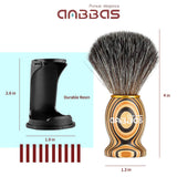 Faux Badger Shaving Brush Set with Black Holder Stand Travel Case Tube Anbbas 3IN1 Unique Wooden Handle Foam Brush Shaving Kit for Men Wet Shave