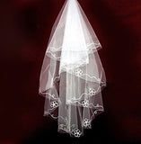 Exquisite 1t 1 Tier Bridal Wedding Veil with Flower Ribbon Trim