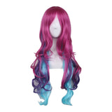 AneShe Cosplay Wigs for Women Hot Pink Mixed Blue Long Wavy Wig Harajuku Style Heat Resistant Hair Full Wigs