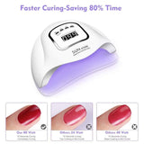 UV Gel Nail Lamp,150W UV Nail Dryer LED Light for Gel Polish-4 Timers Professional Nail Art Accessories,Curing Gel Toe Nails,White,1PK