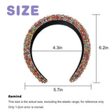Rhinestone Padded Headband Bejewelled Statement Headband, Diamond Crystal Beaded Headband Wide Glitter Velvet Padded Hairbands for Women Girls Party Hair Accessories(Gold, Silver, Rainbow)