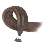 Creamily I Tip Hair Extensions Human Hair Fusion Stick Tip 16 Inch 100% Remy Hair Extensions Cold Fusion Tipped Hair Extensions for Women(#B2-6-2 Balayage Dark Brown to Golden Brown)
