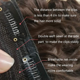 20” Long Clip In On Hair Extension 3 Pcs 8 Clips 3/4 Full Head Real Thick Hairpiece Clip In Curly Straight Synthetic Heat Resistant Hair 190g(20"straight,dark brown)
