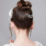 Campsis Cute Princess Wedding Headpiece White Flower Headband Pearl Wedding Hair Accessories for Girl and Women Bridal Wedding Tiaras for Flower Girl and Bridal.