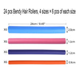 (3 in 1) 24 pcs 9.45" Flexi Twist Foam Hair Curler Rollers Curling Rods + Hair Dryer Bonnet Attachment Hood Conditione Cap + 4 Hair Dressing Clips