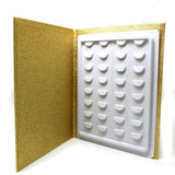 16 Pair False Eyelash Storage Book, Makeup Display Container Holder, False Eyelash Storage Case,Glitter Paper Eyelash Box (gold)