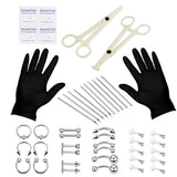 Stuppendux Disposable Stainless Steel 52pcs Body Piercing Kit 16G 14G (Belly Button,Tongue, Eyebrow, Nipple, Lip, Nose, Chin) Gauge Piercing Needles