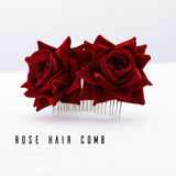 Yean Rose Flower Hair Comb Hair Pins Set Flamenco Dancer Headpiece for Women and Girls (Dark Red)