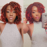 Short Ombre Dreadlock Afro Hair Wig Braided Crochet Twist Hair Short Curly Heat Resistant Synthetic braided wigs for black women (1B/burg)