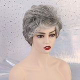 BLONDDE UNICORN Ombre Short Grey Human Hair Wigs Curly Hair Wigs for Women
