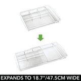 mDesign Expandable Makeup Organizer for Bathroom Drawers, Vanities, Countertops: Organize Makeup Brushes, Eyeshadow Palettes, Lipstick, Lip Gloss, Blush, Concealer - Adjustable Width, 2 Pack - Clear