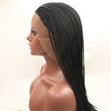 20" Box Braided Lace Front Wigs Drag Queen Full Braid with Natural Hairline Half Hand-made Synthetic Glueless Braided Wigs for Black Women Daily Wear