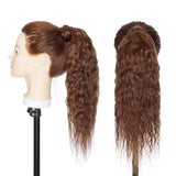 SEGO Ponytail Extension Human Hair Wavy Pony Tails Hair Extensions Wrap Around Ponytail Hair Extensions Long Corn Wave 100% Real Remy Hair With Magic Paste For Women Medium Brown #04 20 Inch 95g