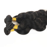 ZZRRYY Premium Body Wave Brazilian Remy Human Hair Weaving Bundle, Brazilian Human Hair Weave Bundles, Hair Weft Color Natural Off Black ( 3packs, 300g ) (Body, 14/16/18 Inch)