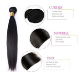 100% Unprocessed Virgin Brazilian Hair Extensions Grade 6A Quality 14-24inch Weave Weft Thick Straight Human Natural Hair,#1B Natural Black 100g,16" / 16 inch