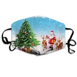 Mens Womens Mouth Scraf Face Field,Reindeer with Jingle Bells Gather Around Father Christmas Festive Tree with Presents