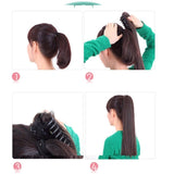 Claw Ponytail Hair Extension Clip in with Jaw/Claw Synthetic Straight Wave Black Brown (18-26")