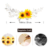 Aukmla Bride Wedding Hair Vine Sunflower Hair Accessories Crystal Hair Piece Decorative for Women and Girls (Silver)