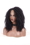 DQ Kinkys Curly Afro Lace Front Wigs Synthetic 16 Inch L Part Heat Resistant Replacement Wigs for Women, Hand Tied Natural Hairline Half Machine Made 90% Black Color Mixed 10% 99J(16 inch, Mixed 99J)