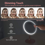 Rottogoon Makeup Mirror with Lights, Rechargeable Cordless Lighted Makeup Mirror LED Vanity Mirror with 1X/5X Magnification, 3 Color Lighting Modes Detachable Light Up Mirror Touch Screen Dimming