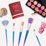 Qivange Unicorn Makeup Brushes, Makeup Brush Kit for for Kids Girls Christmas Makeup Gift, Foundation Eyeshadow Brushes Powder Fan Brush Rainbow Hair Makeup Brush Set for Face Highlighter Contour