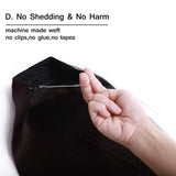 Thick Hidden Invisible Crown Human Hair Extension One Piece Secret Miracle Wire in Hairpieces No Clip No Tape in Remy Hair Translucent Fish Line Headband 90g 16''/16inch #1B Natural Black
