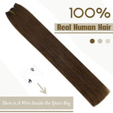 LaaVoo Halo Hair Extensions with Invisible Fish Line Dark Brown Halo Remy Human Hair Extensions Brown Halo Natural Hair Extensions Dark Brown Halo Wire Extensions Silky Straight Thick Ends 80g 14"