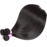 Flady Straight Human Hair 3 Bundles with Closure Grade 8A Virgin Unprocessed Malaysian Straight Hair Bundles with Lace Closure (14 16 18+12inch)