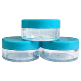 (Quantity: 100 Pieces) Beauticom 10G/10ML Round Clear Jars with TEAL Sky Blue Lids for Acrylic Powder, Rhinestones, Charms and Other Nail Accessories - BPA Free
