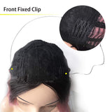 Ombre Pink Wigs Middle Part Long Synthetic Hair Wigs Dark Roots 2 Tones No Bangs for Women Girl Festival, Party, Cosplay(Black to Pink)