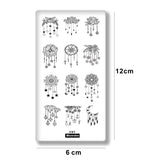 Geometric Texture Nail Plates Template 10Pcs Tassel Feather Animal Nail Image Plate French Style Nail Art Stamping Plates Collection Dream Datcher Flower Star Butterfly Manicure Print Tool