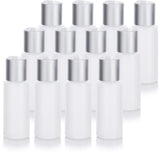 2 oz Clear Natural Refillable Plastic Squeeze Bottle with Silver Metal Disc Cap Top - (12 Pack)
