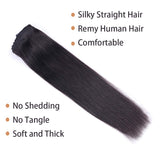 Dosacia Hair Extensions Clip in Human Hair Natural Black 20 Inch 120g 8pcs Remy Clip in Hair Extensions Real Human Hair Extensions for Women Straight Thick (20inch, Straight)