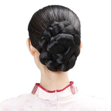 Remeehi Braided Updo Hair Extensions Clip in/on Costume Bun Chignon Hairpieces 1b#