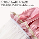 4 Packs Shower Cap Double Layer Elastic Waterproof Luxury Silky Satin Bath Cap with Ruffled Edge for Men & Women Shower