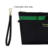 Fashion Luxury bow stripe travel cosmetic toiletry bag Makeup handbag for women organizer green