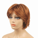 Wiginway Short Wavy Wig Layered Women Wigs Orange Synthetic Hair Replacement Heat Resistant 6 Inch