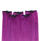Purple Clip in Hair Extensions Real Human Hair 20 Inch 5Pcs 40G Clip ins Double Weft Hair Extensions Festival Hair