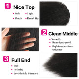 LEOSA Natural Black Yaki Straight Drawstring Ponytail Short Hair for Women Ponytail Synthetic Hair Extensions 14 inch
