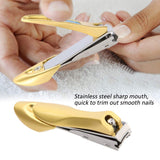 Nail Clippers with Gift Box, Manicure Nail Cutter Stainless Steel Finger Toenail Clipper Mantis Design for Men Women Kids(L-Gold)