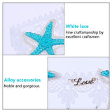 Mermaid starfish headband Bohemian wedding corolla summer beach style elastic lace pearl flower shell necklace accessories (starfish Pearl crystal headpiece+ white lace choker)