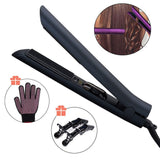 Hair Straightener and Curling Iron 2 in 1, Professional Tourmaline Ceramic Flat Iron with 3D Floating Plates for All Hair Types Styling, Rotating Adjustable Temperature is Helpful for Salon (Black)