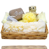 Spa Shower Gift Basket - Luxury Bath & Body Set for Women/Men - Brush, Scrub, Exfoliate, Wash - Contains Microfiber Towel, Back Scrubber, Pumice Stone and Body Sponge & Handmade Weaved Basket