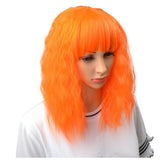 BERON 14" Women's Short Curly Bob Wig with Free Wig Cap (Orange)