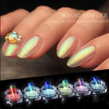 Ice Transparent Aurora Nail Powder - PrettyDiva 6 Colors Christmas Jelly Neon Rainbow Laser Chameleon Powder with Multi Chrome Mirror Effect Iridescent Pigment Glitter Fairy Dust Nail Art Decorations