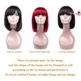 Human Hair Wigs with Bangs Brazilian Short BoB Wigs For Woman BOB Straight Hair Wigs Glueless Machine Made Wigs Natural Colo (14 Inch, T1b/99J)