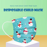 Disposable Safety Face_Mask for Adults with Christmas Print 3-ply Breathable Dust Protection with Elastic Earloop for Office Travel Indoors and Outdoors (50PC, Blue snowman)