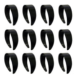 One Dozen 2 Inch Plastic Headbands with Teeth - Black